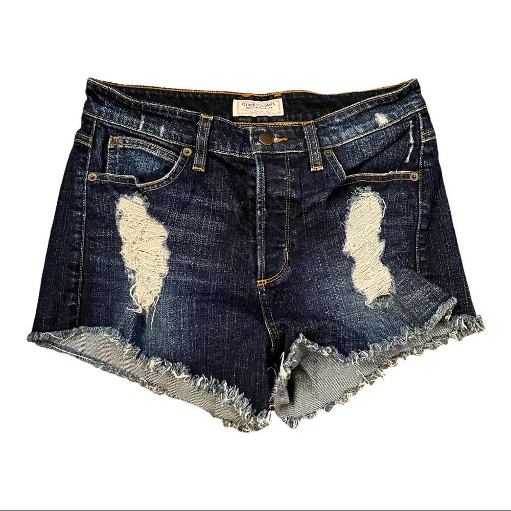 GUESS DISTRESSED JEAN SHORTS